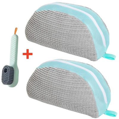 1/2/4PCS Shoe Washing Machine Bag with Liquid Shoe Brush Set Durable Laundry Shoe Bag and Soft Bristle Clean Brush for All Shoes - Smarsty
