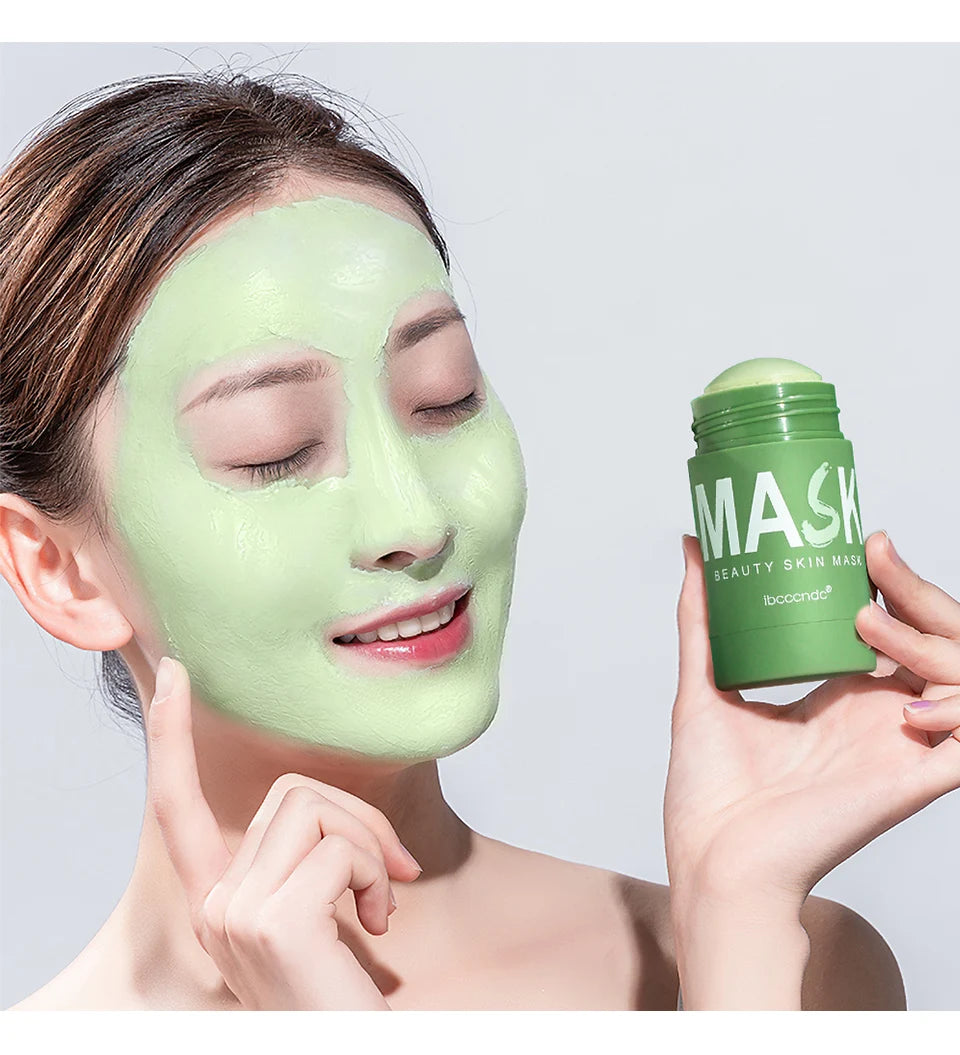 Face Clean Mask Green Tea Cleansing Stick Mask Shrink pores Deep Blackhead Remover facial Cleansing Moisturizing Mask 40g - Smarsty