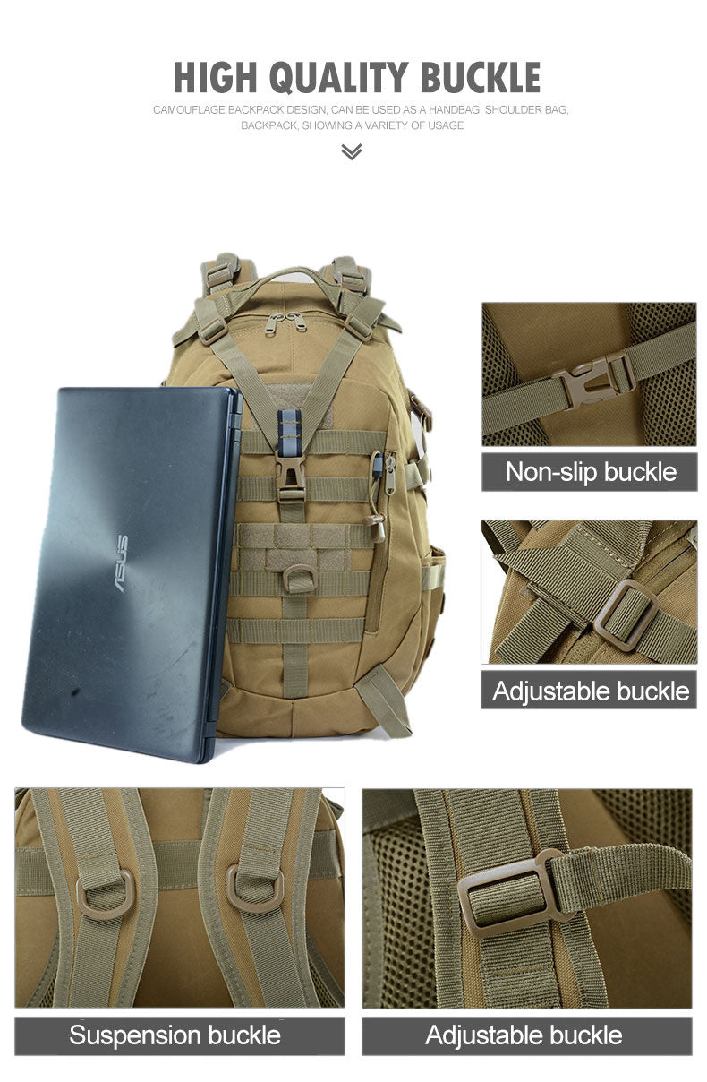 40L Tactical Backpack for Men Camping Hiking Backpacks Reflective Outdoor Travel Bags Survival Molle Climbing Rucksack Bag - Smarsty