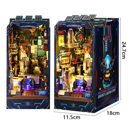 DIY Book Nook Kit 3D Miniature Wooden Doll House Photo Frame Ornament Bookshelf Insert Retro Booknook Decor For Birthday Gifts by Smarsty