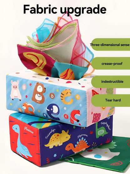 Fun Cartoon Unbreakable Cloth Book Ring Paper Tissue Box Toy by Smarsty