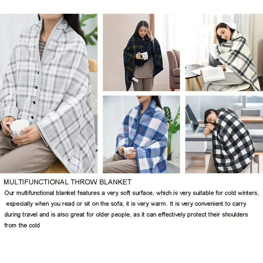 Wearable Flannel Shawl Blanket for Cozy Comfort - Smarsty