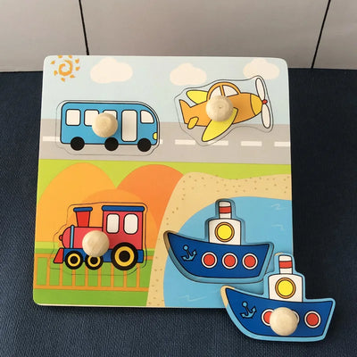 Baby Toys Montessori Wooden Puzzles Children Toys Hand Grab Board Animals Cognition Educational Learning Toys For Kids 1-3 Years by Smarsty