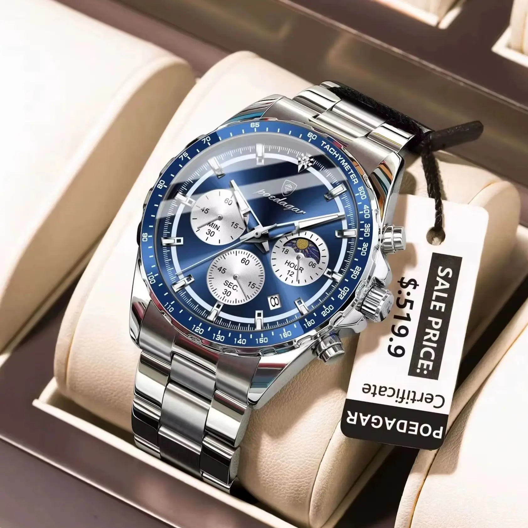 Waterproof Stainless Steel Men's Chronograph Watch - Smarsty