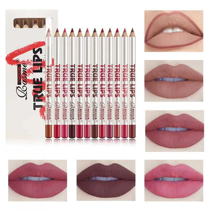 12 Piece Long Lasting Lipstick Set with Lip Liner - Smarsty