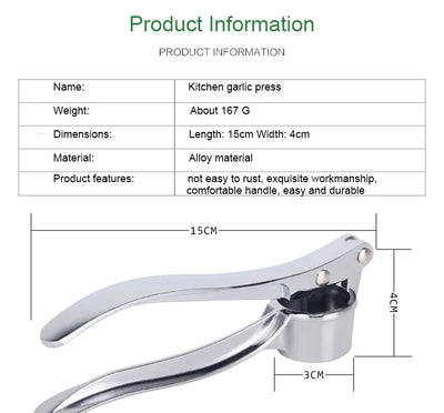 Stainless Steel Garlic Press Crusher Mincer Handheld Garlic Smasher Squeezer Manual Press Grinding Tool Kitchen Accessories by Smarsty