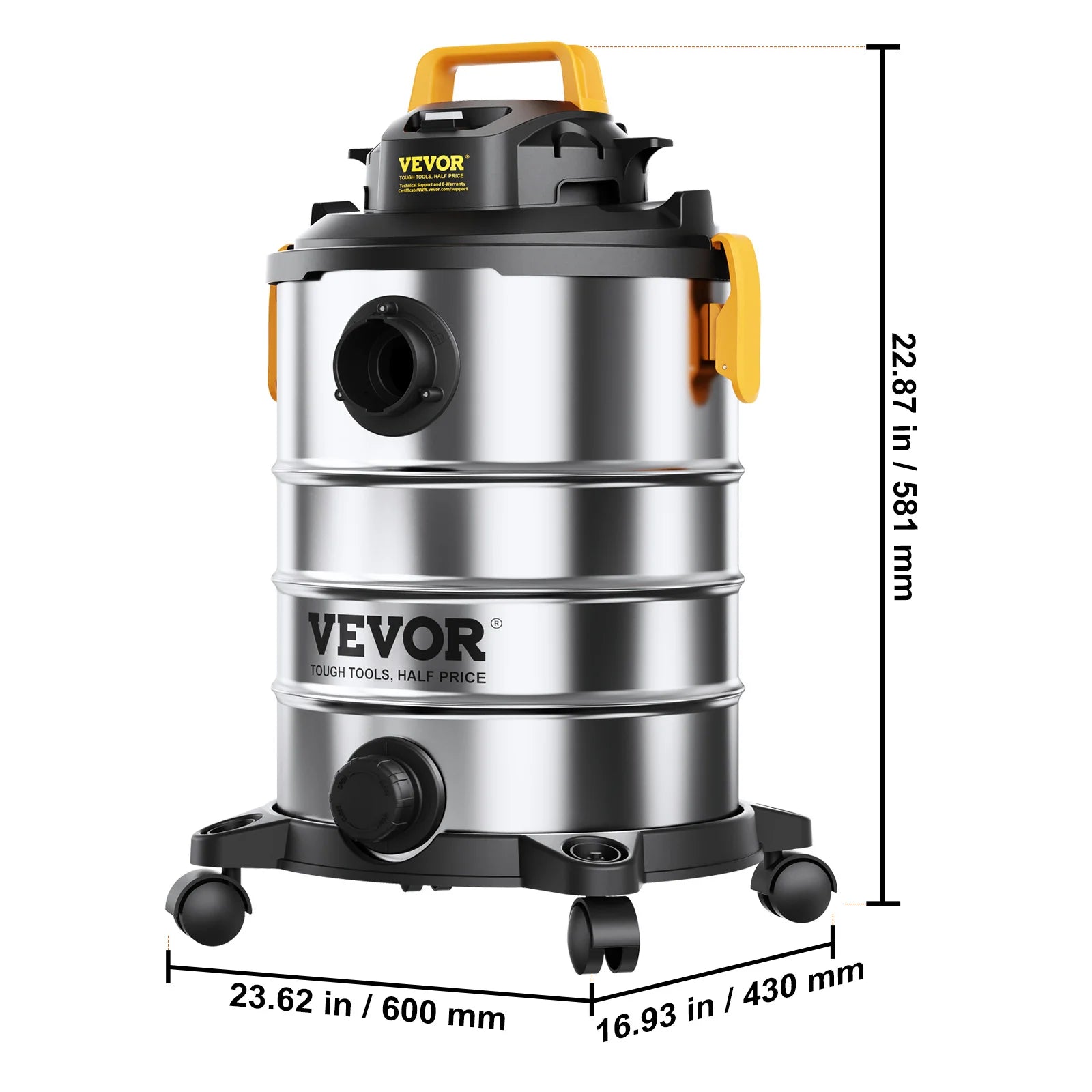 SucceBuy Stainless Steel Wet Dry Shop Vacuum Wet  Dry Vac Powerful Suction  Small Shop Vac Perfect for Carpet Debris  Pet  Hair - Smarsty