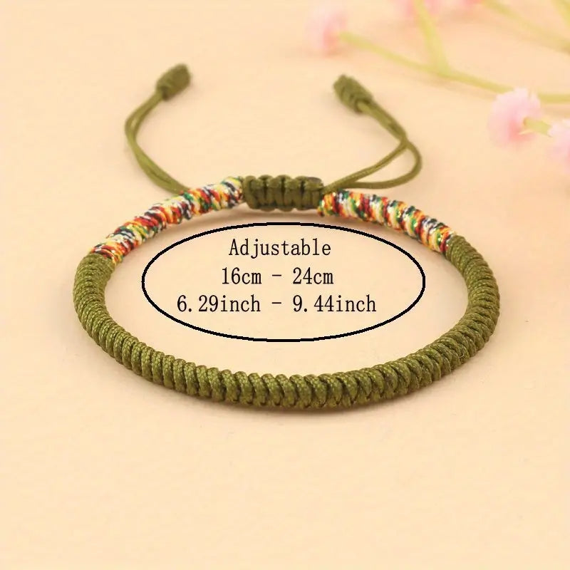 Tibetan Buddhist Lucky Bracelet Adjustable Red Thread Braid - Smarsty