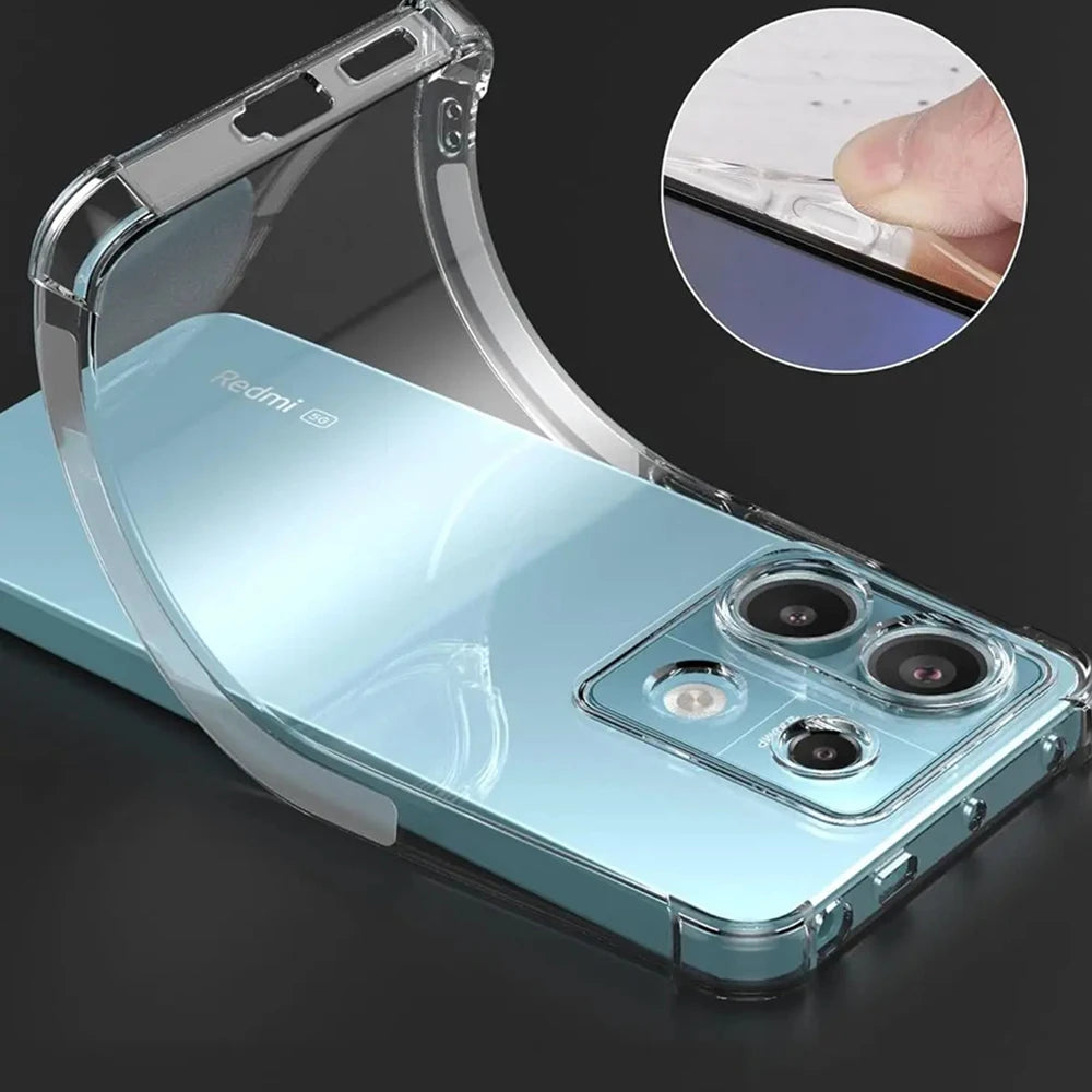 Clear Phone Case For Xiaomi Redmi Note 13 14 12 11 10 9 Pro Plus 5G Shockproof Transparent TPU Bumper Cover Soft Silicone Funda