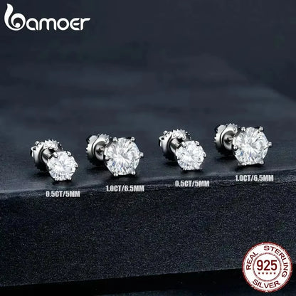 Moissanite Stud Earrings Sterling Silver Brilliant Cut - Smarsty