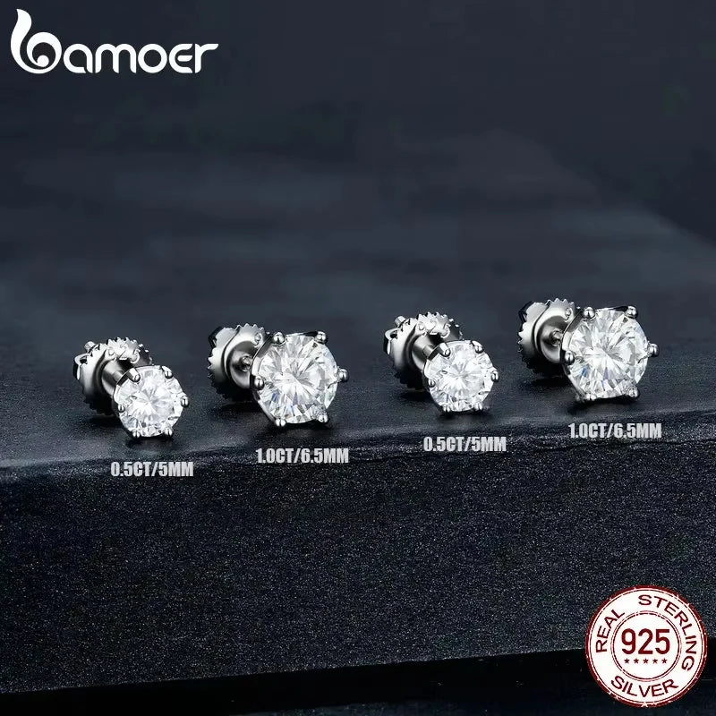 Moissanite Stud Earrings Sterling Silver Brilliant Cut - Smarsty