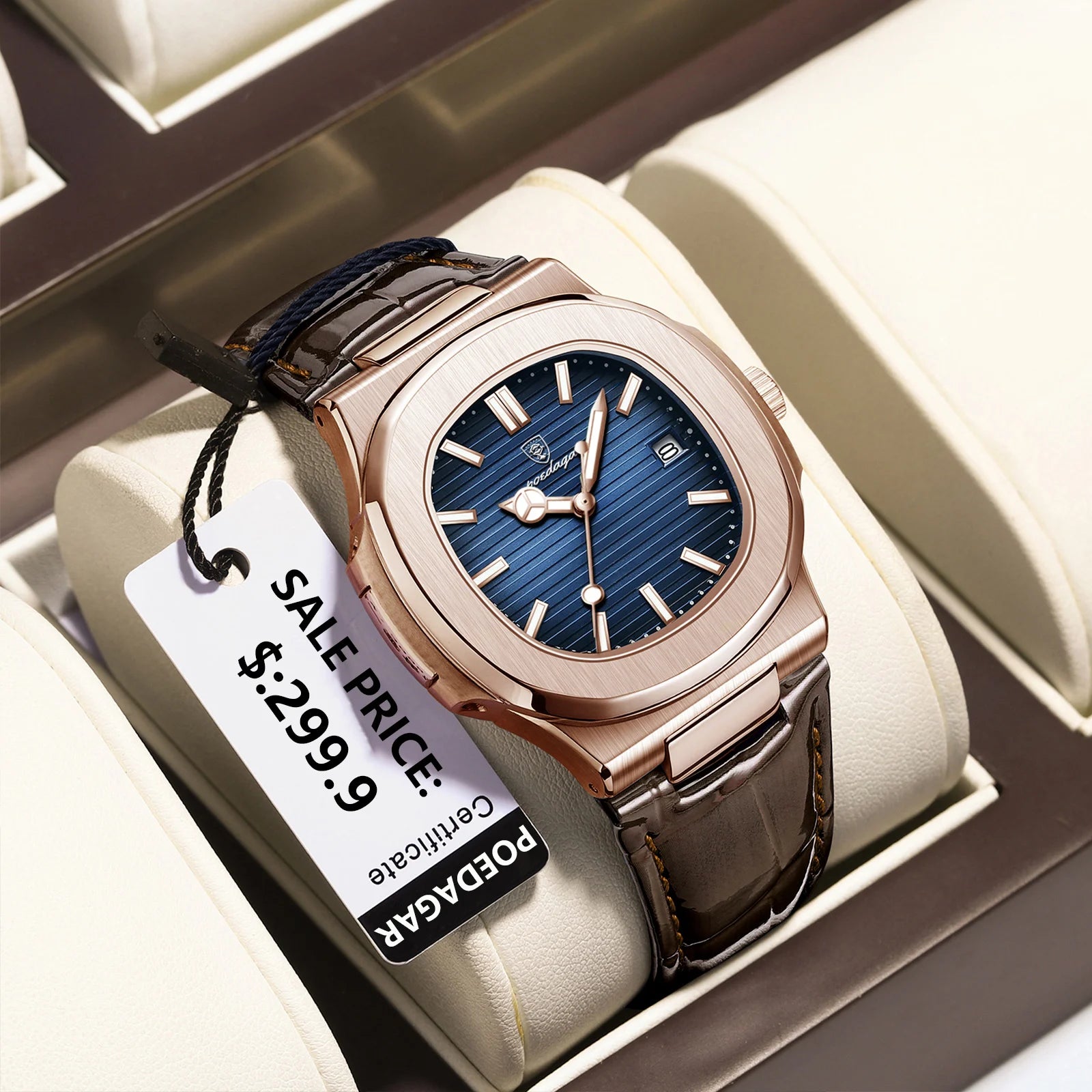 Luxury Waterproof Quartz Square Men Watch with Luminous Feature - Smarsty
