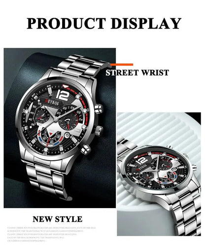 Luxury Men's Silver Quartz Watch With Luminous Feature - Smarsty