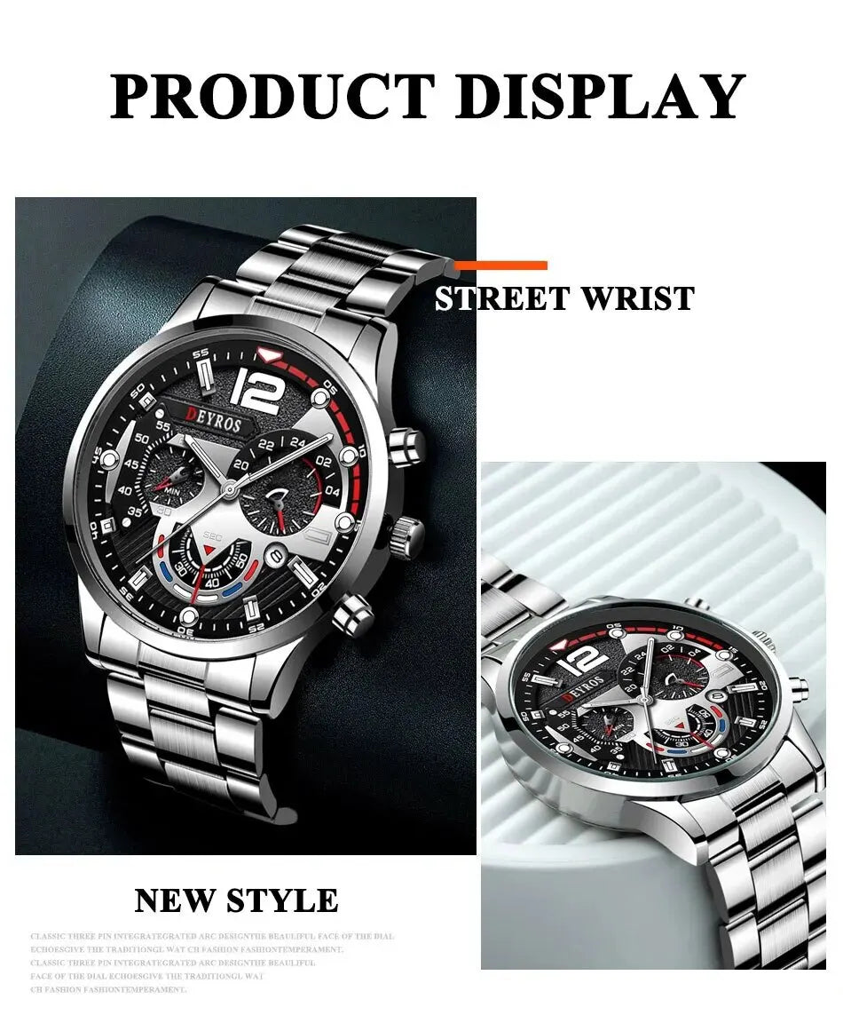 Luxury Men's Silver Quartz Watch With Luminous Feature - Smarsty