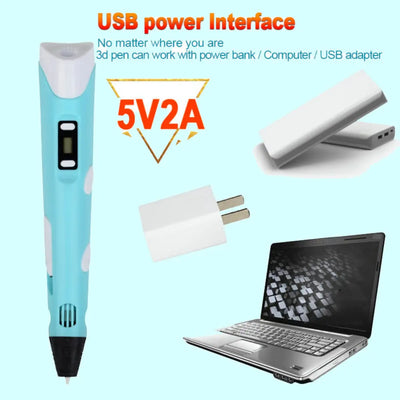 3D Pen 3d Printing Pen Children DIY Drawing Pens PLA Filament Birthday Christmas Boys Girls Gift For Kids With Travel Case - Smarsty