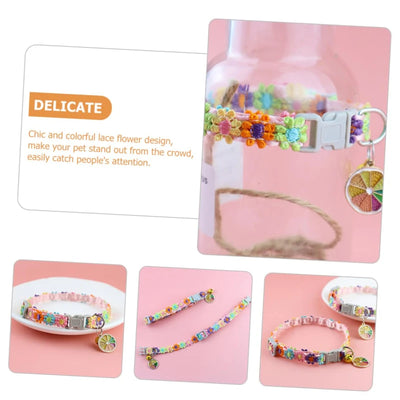 Pet Collar With Bell Cartoon Footprint Colorful Dog Puppy Kitten Collar Adjustable Safety Bell Ring Necklace Pet Accessories - Smarsty