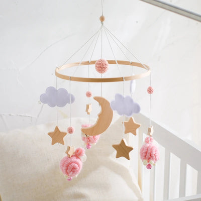 Baby Crib Mobile Bed Bell Rattle Toys Wooden Crochet Stars Pendant Bed Bell Toys Newborn Comfort Crib Bracket Hanging Toys Gifts by Smarsty