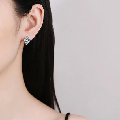 Moissanite Hoop Earrings Sterling Silver Bridal Sparkle - Smarsty