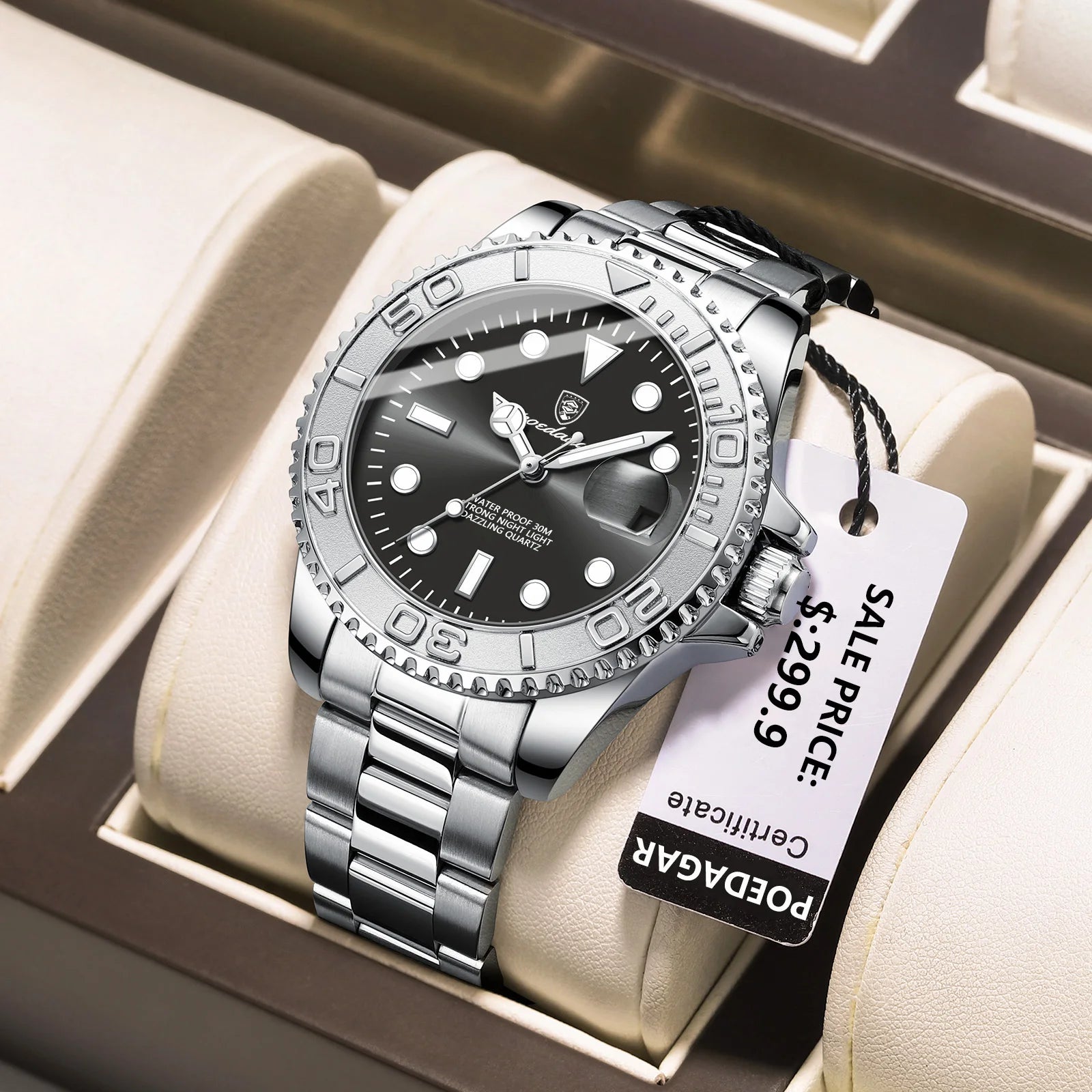 Luxury Waterproof Men's Quartz Watch with Luminous Features - Smarsty