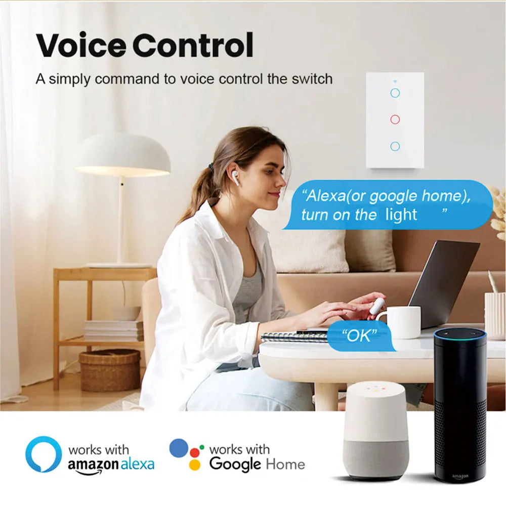 Tuya WiFi Smart Wall Switch with Voice Control - Smarsty