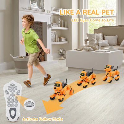 SucceBuy Remote Control Robot Dog Toy Dog Programmable Smart Interactive Robotic Pet for Kids Singing Dancing RC Stunt Toy