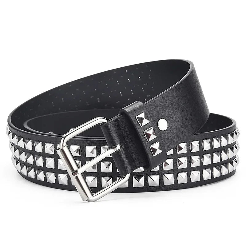 Unisex Punk Rock Studded Belt With Metal Detailing - Smarsty