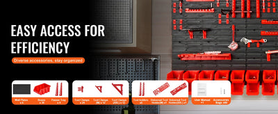 SucceBuy 30Bin Wall Mounted Storage Bins Parts Rack Organizer Garage with Wall Panels Hooks Plastic Shop Tool for Screw Nails