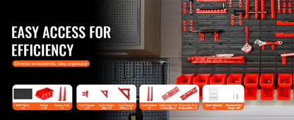 SucceBuy 30Bin Wall Mounted Storage Bins Parts Rack Organizer Garage with Wall Panels Hooks Plastic Shop Tool for Screw Nails