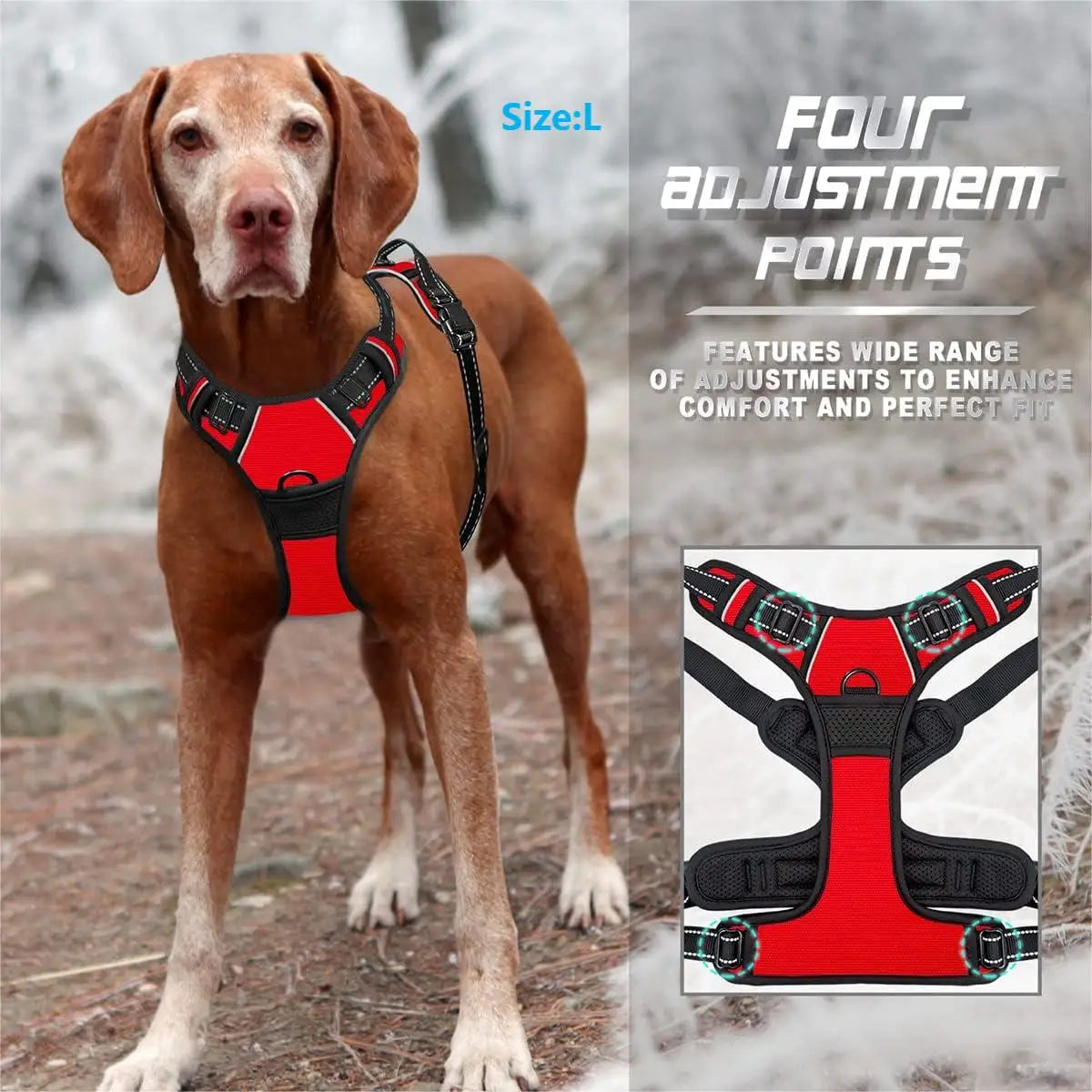Heavy Duty Reflective No Pull Dog Harness with Easy Control Handle - Smarsty
