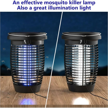 Solar Bug Zapper 2-in-1 Mosquito Killer Lamp Indoor 4500V Fly Zapper Outdoor Solar Powered with Rechargeable Insect Fly Trap