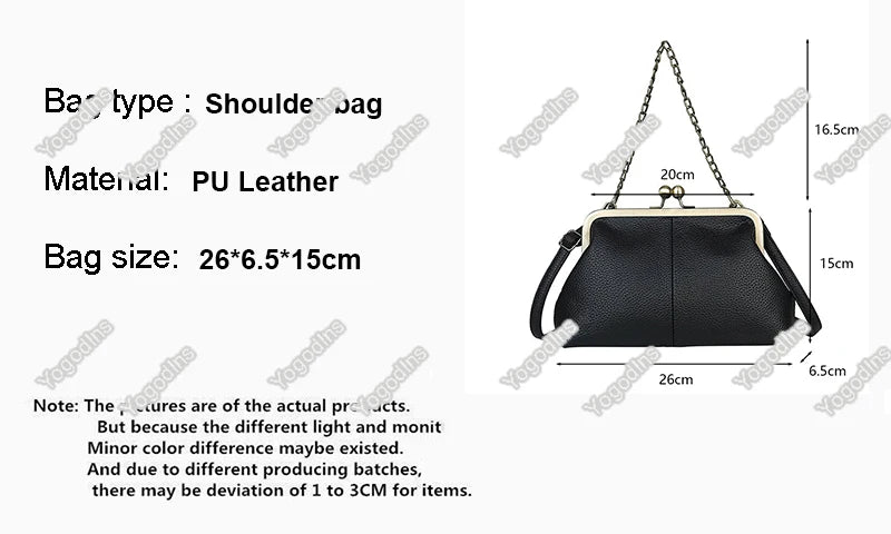 Vintage Soft Skin Shell Bag Lychee Pattern Crossbody - Smarsty