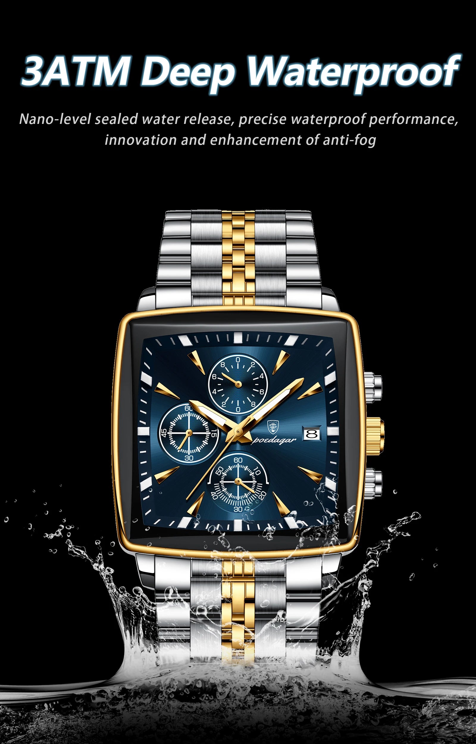 Luminous Waterproof Men's Chronograph Watch with Date - Smarsty