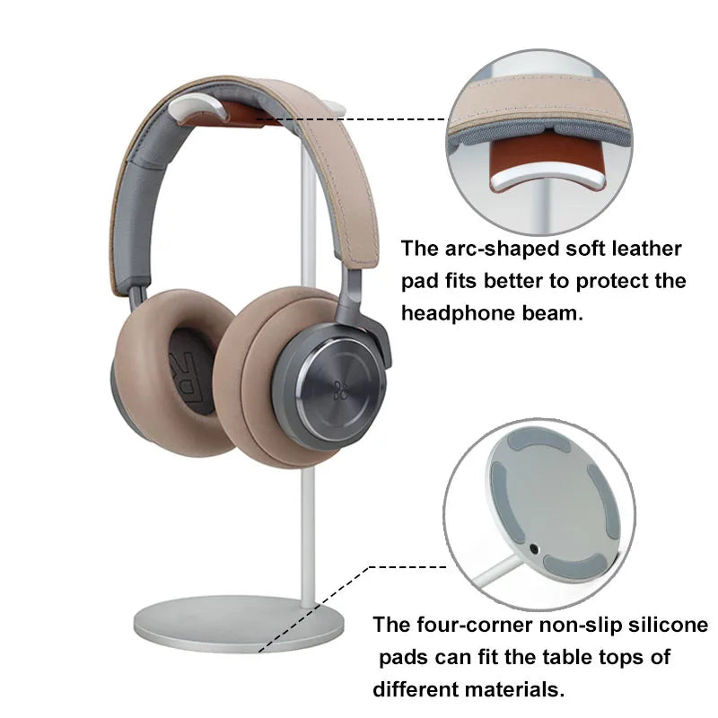 Curved Aluminum Headphone Stand with Sturdy Base - Smarsty