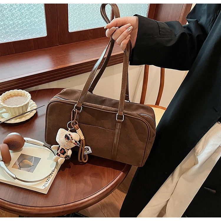 Casual Large Capacity Suede Shoulder Bag For Women Retro - Smarsty