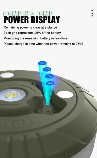 Camping String Lights,33Ft Light with Lanterns (2 in 1 Design),Camping Lights 2000mAh,IPX6 Waterproof,Rechargeable Flashlights by Smarsty