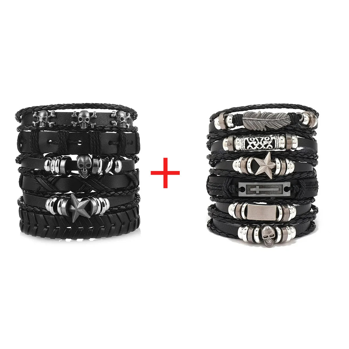 Viking Leather Bracelet For Men Adjustable Skull Design - Smarsty