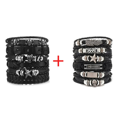 Viking Leather Bracelet For Men Adjustable Skull Design - Smarsty
