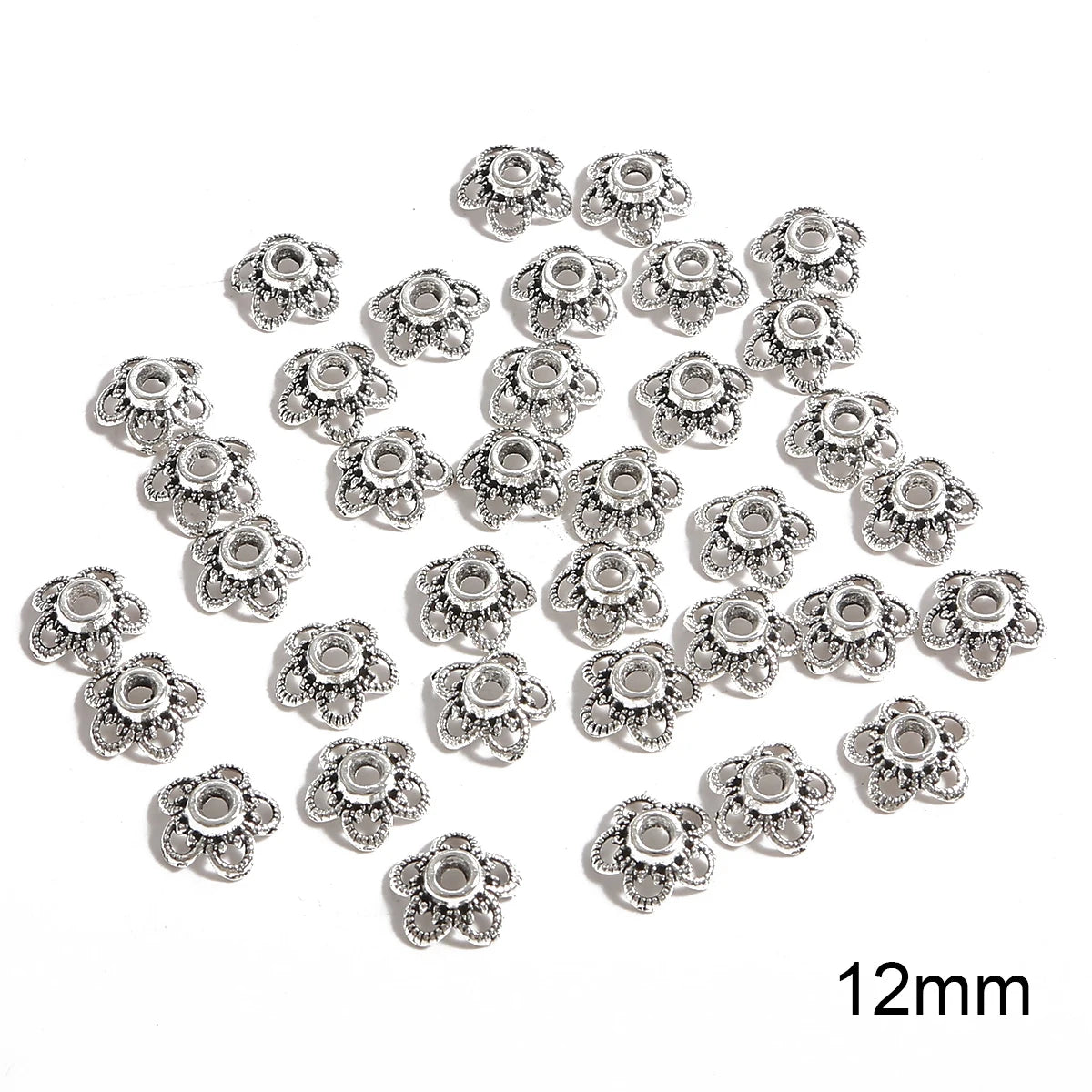 50pcs Tibetan Silver Leaf Flower Bead Caps for Jewelry Making - Smarsty