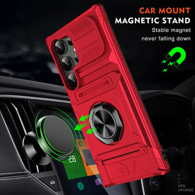 Galaxy S23 S24 Case With Magnetic Ring Kickstand Heavy Duty - Smarsty
