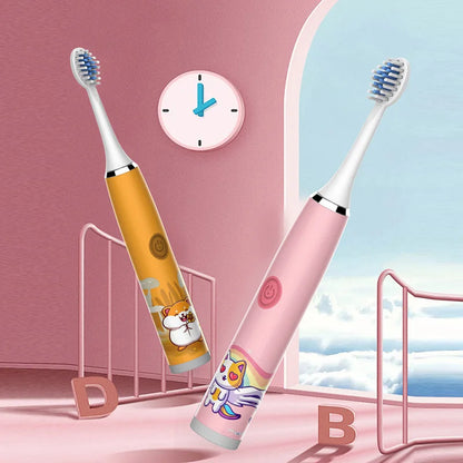 Child's Rechargeable Sonic Electric Toothbrush With Replacement Heads - Smarsty