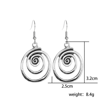 Retro Silver Round Dangle Earrings for Women Fashion Accessories - Smarsty