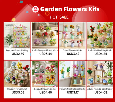 Bouquet Flower Mini Diy Building Block Toys for Children Bricks Blocks for Adults Constructor Micro Bricks Construction Set Gift by Smarsty