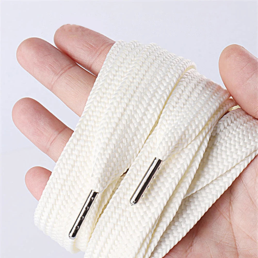 1 Pair Shoelaces Flat Thicken Weave Craft Off 2cm Wide Black White Shoe Laces High-top Sneaker Canvas Shoelace Accessories - Smarsty