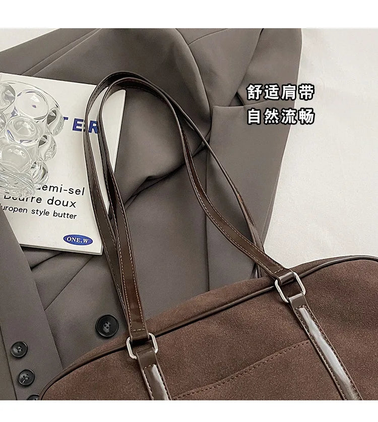 Casual Large Capacity Suede Shoulder Bag For Women Retro - Smarsty
