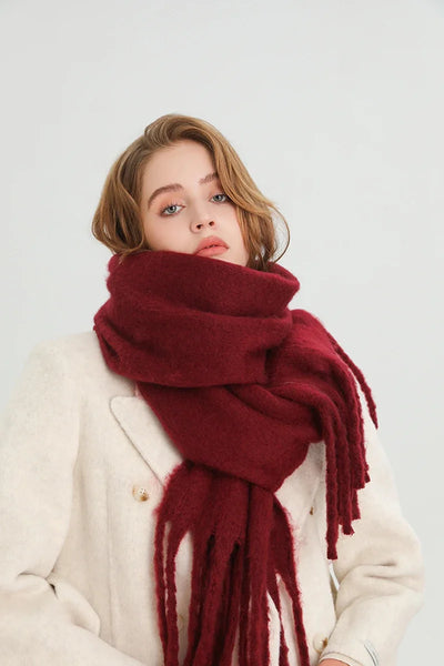Winter Scarf for Women Cashmere Warm Solid Pashmina Blanket Wraps Female Thick Soft Bufanda Big Tassel Shawl Long Poncho Echarpe - Smarsty