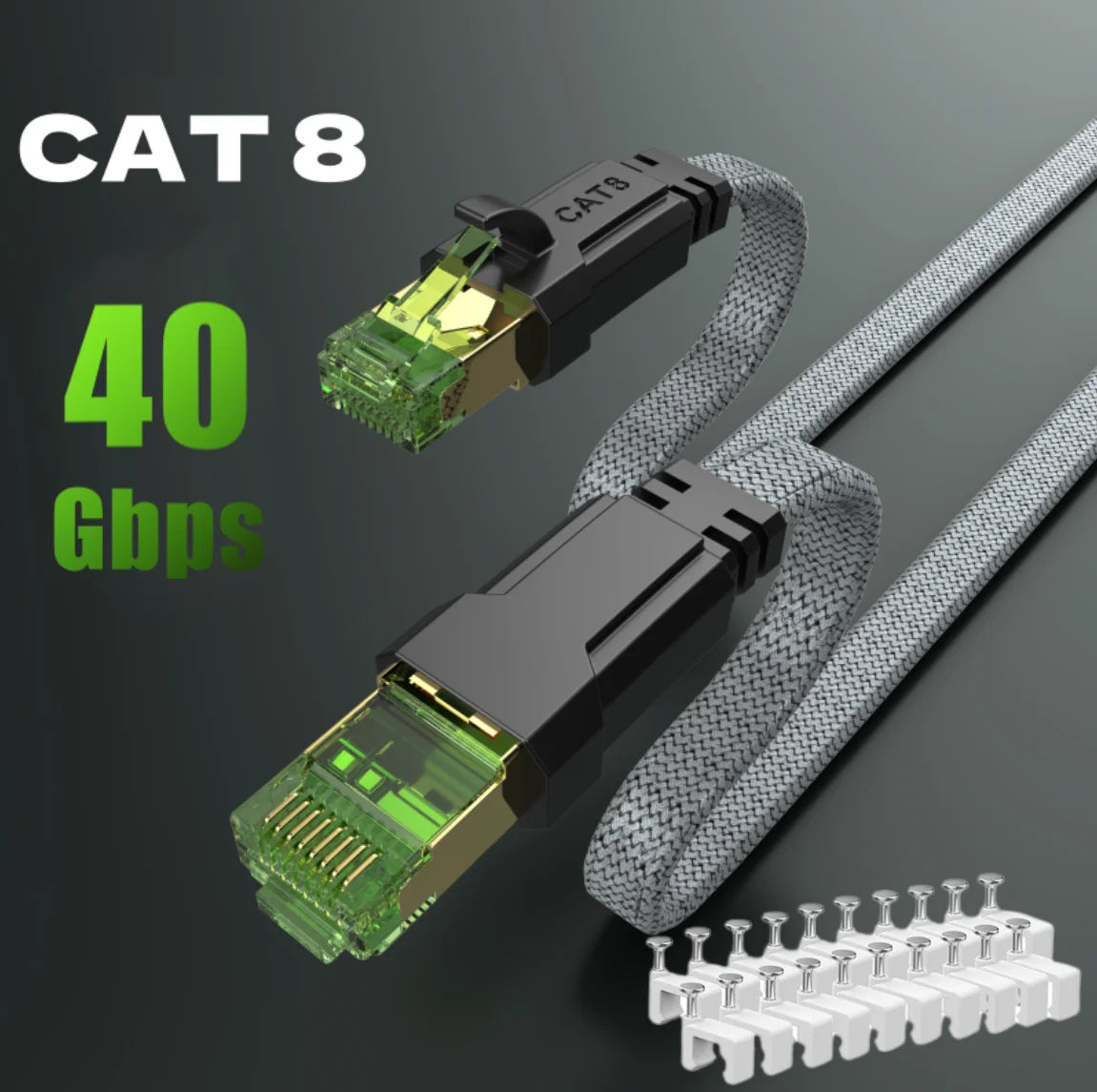 MIZIQIER CAT 8 Flat Network Cable 40Gbps for Gaming - Smarsty