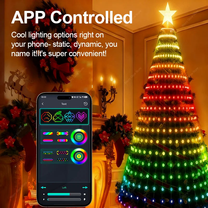 Smart Christmas Tree Lights with Remote & App Control 400 RGB LED Beads Music Sync Timer for Festive Holiday Christmas Decor