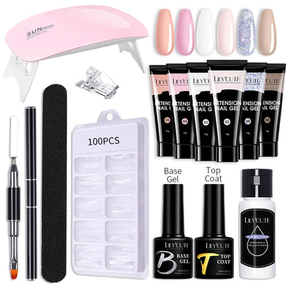 LILYCUTE Nail Gel Set with 6W LED Lamp for Quick Manicure - Smarsty