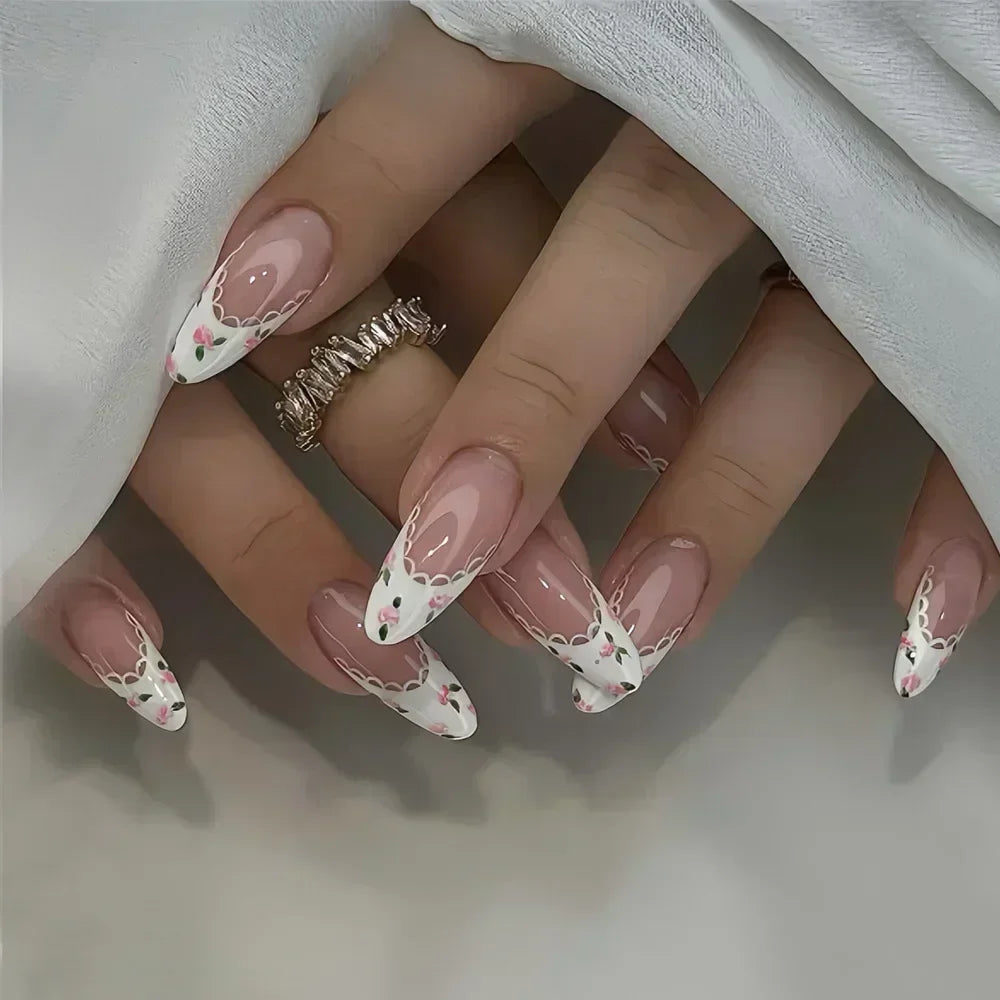 24Pcs Cute Strawberry French Press On Nails - Smarsty