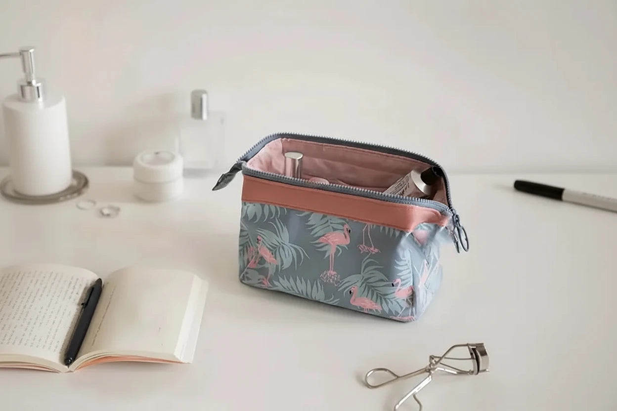 Flamingo Travel Makeup Bag With Large Capacity Organizer - Smarsty